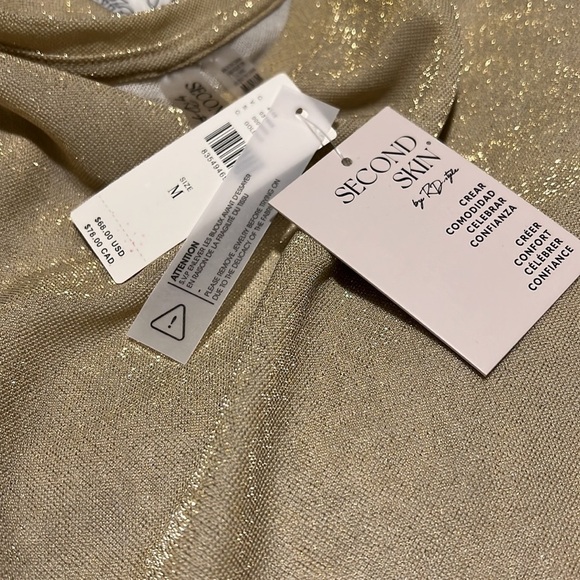 Second Skin by RD Style Rossie Gold Shimmer Bodysuit NWT Size M - Picture 8 of 8